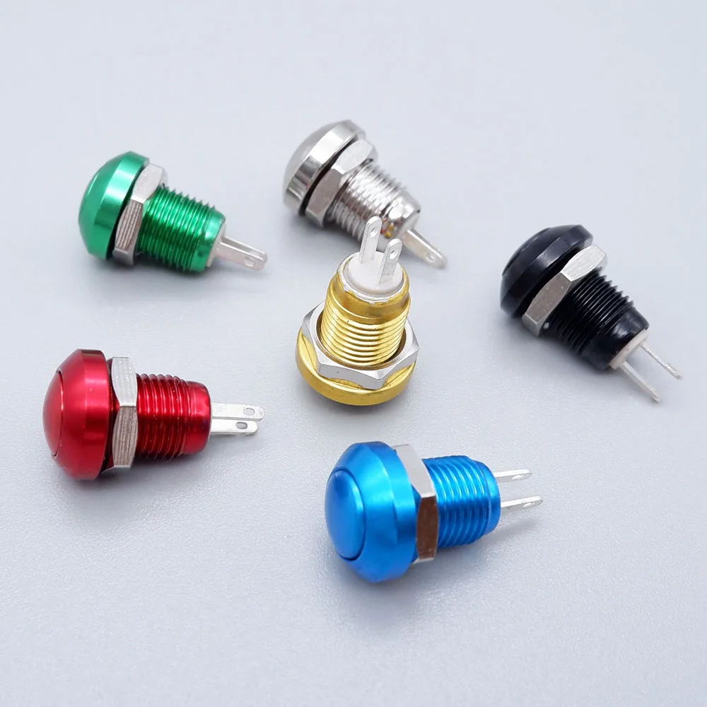 8mm Buttons Metal Power On Off Push Button Momentary Self-reset Mini Switch  Doorbell Horn Button Power Start Stop Red Blue 1NO