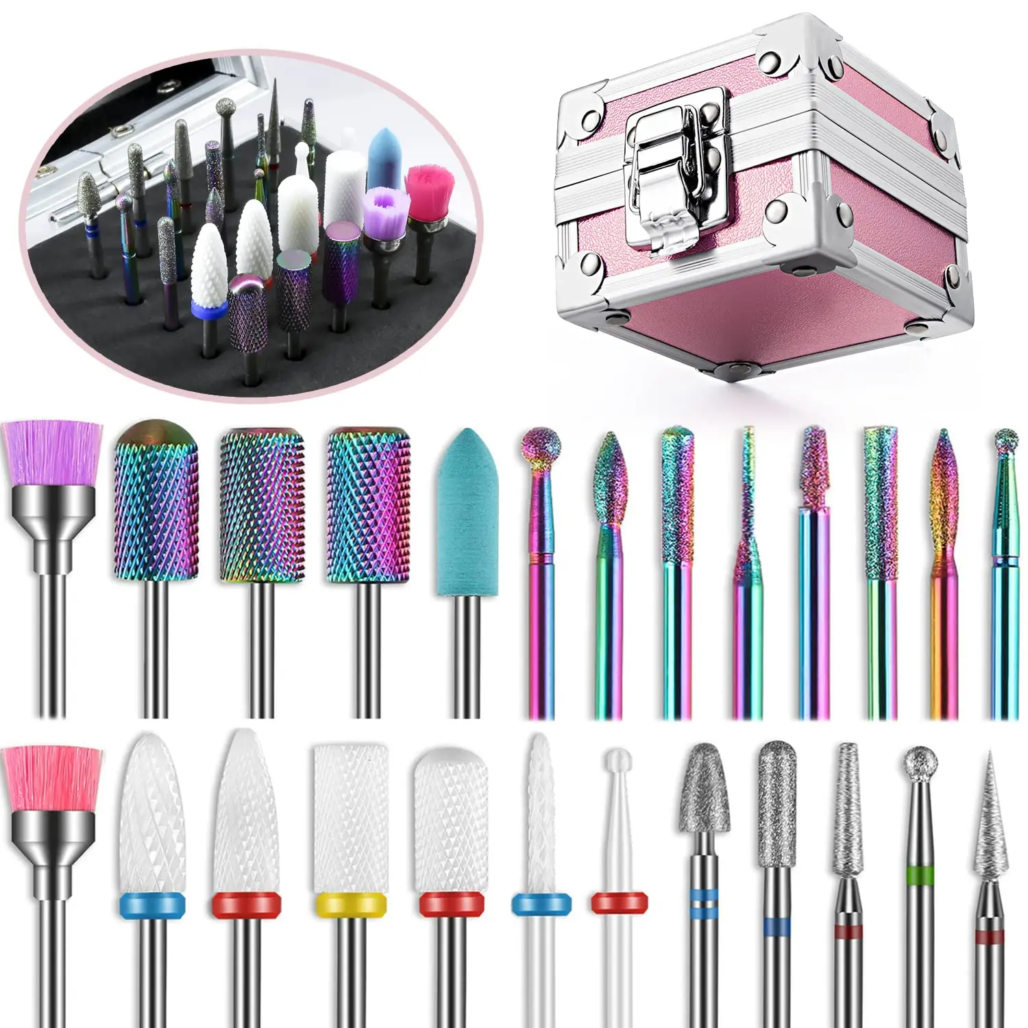 3/32 Inch Drill Bits for Nails, Ceramic Diamond Carbide Cuticle Nail  effile Remover  bits  Home Salon Acrylic Gel