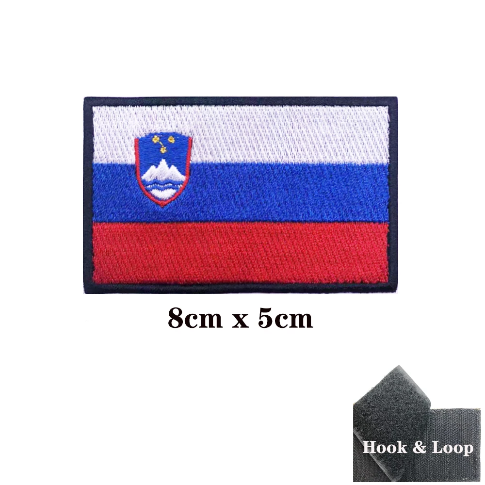 Slovenian Flag Slovenia Patches Armband Embroidered Patch Hook & Loop Iron On Embroidery Badge Military Stripe