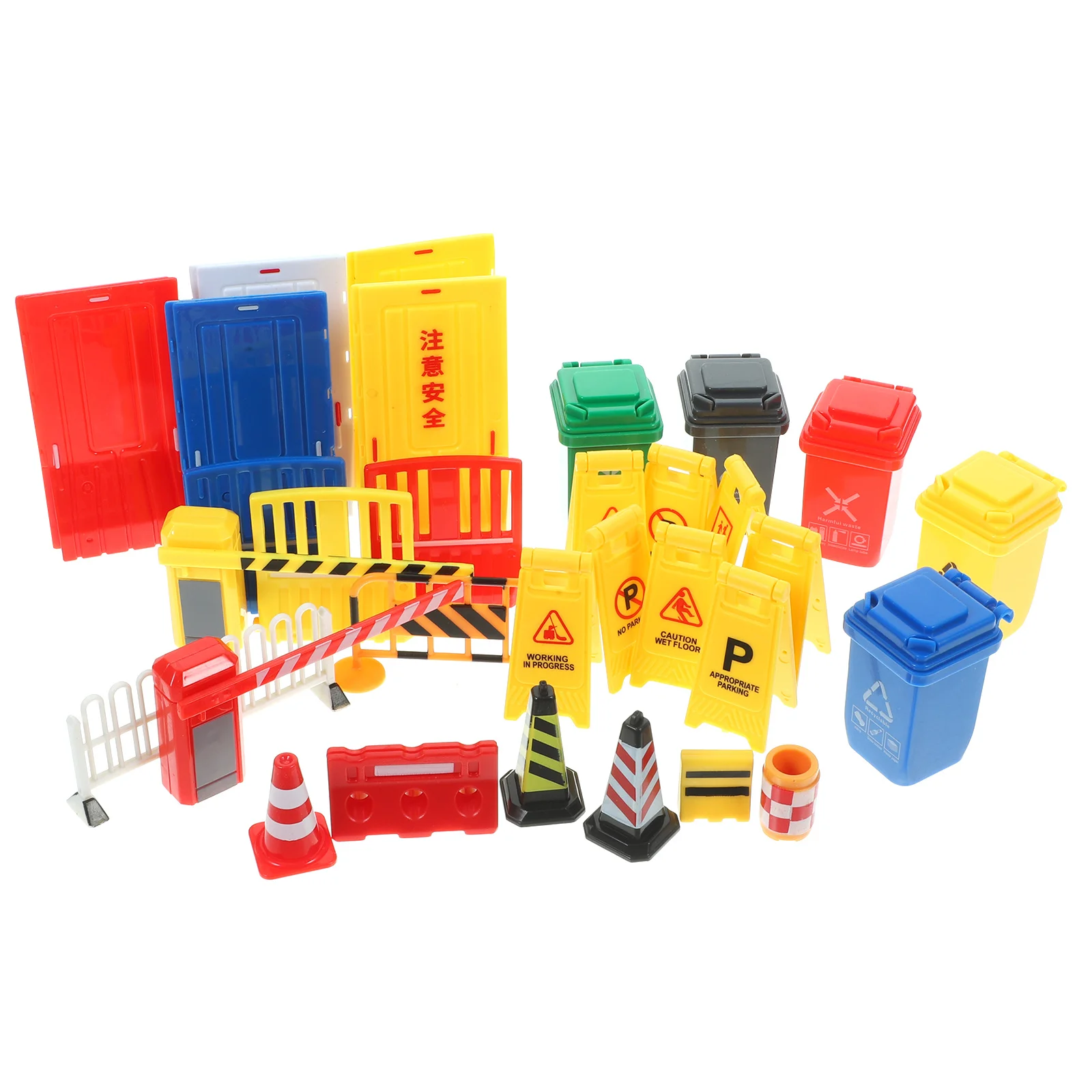 1Set Verkehrsbarrikade-Schilder, Mini-Straßenblock, pädagogisches Spielzeug, leuchtende Farben, leicht, einfach zu tragen, realistisch