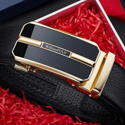 Men's leather belt with automatic buckle, fashionable belt, high-end business belt