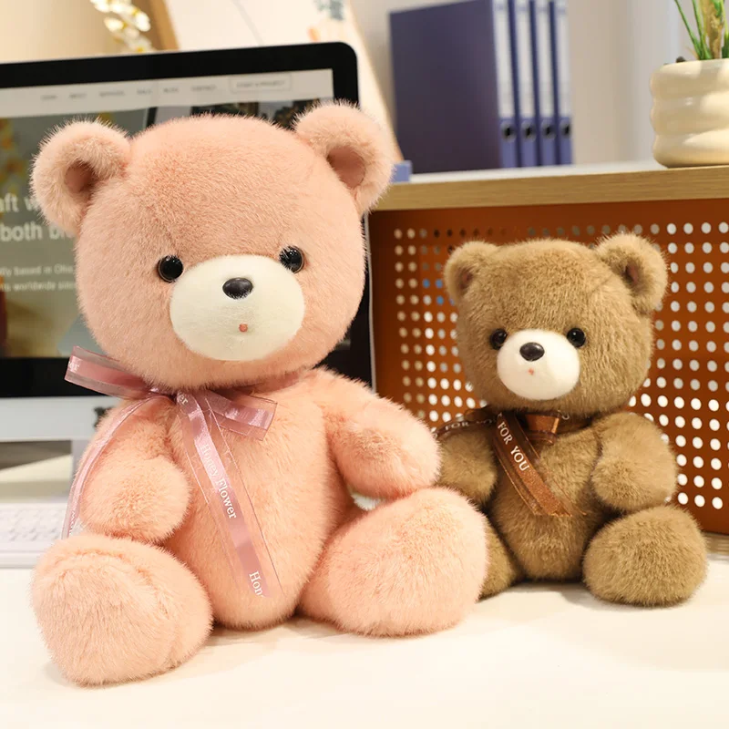 23/35cm Kawaii Soft Bow Bear Plush Doll Pillow High Quality Baby Bear Animal Stuffed Toy Home Decor Appease Gift For Children