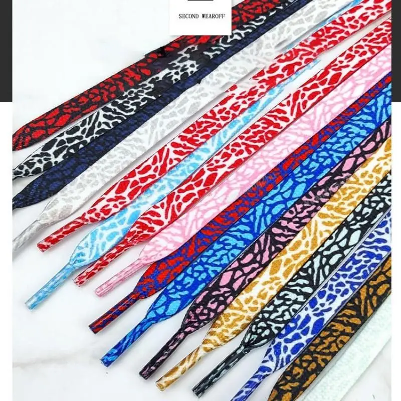 New Burst Crack Texture Shoelaces Flat AF1/AJ Sneakers Shoe laces Fashion Leopard Print Shoelace 120/140/160CM Shoes Strings