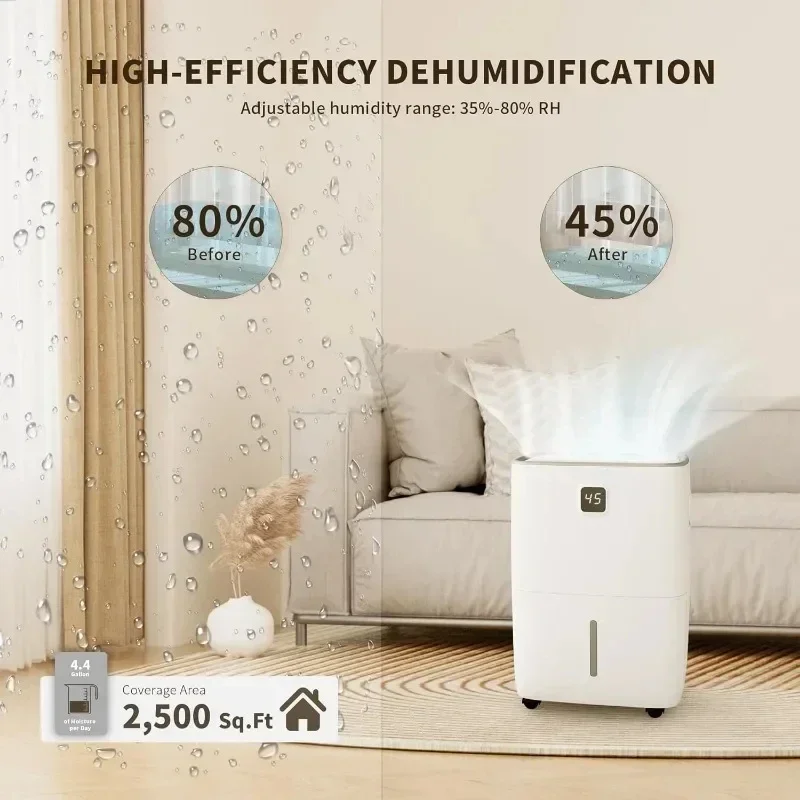 مزيل الرطوبة بمضخة ، مجهز بفلتر هواء قابل للغسل ، خرطوم تصريف قابل لإعادة الاستخدام