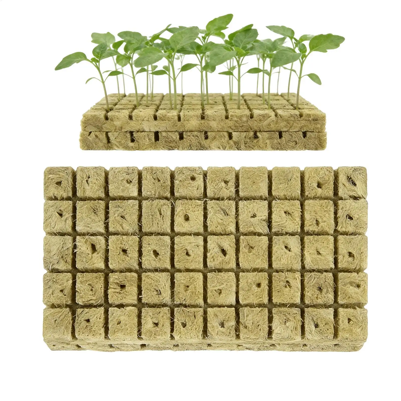 100pcs Soilless rock wool seedling blocks Environmentally friendly and reusable Hydroponic Starter Cube Garden Planting Cubes