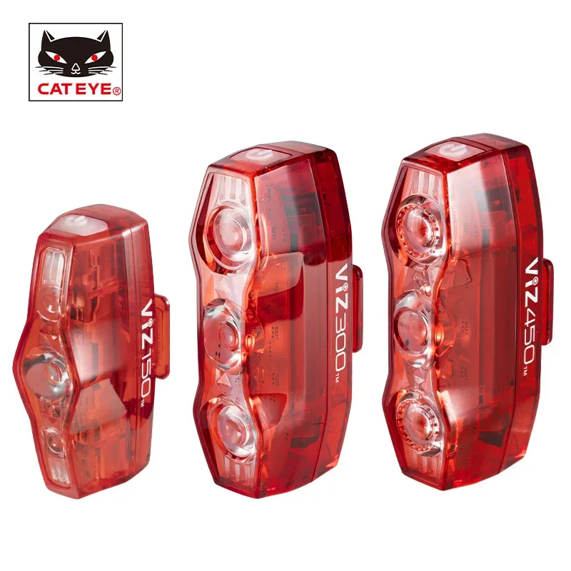 Bike Kit Tail Light CATEYE VIZ450 VIZ300 150 High Brightness Warning Light  Visibility 300°Side USB Charging MTB Road Taillights