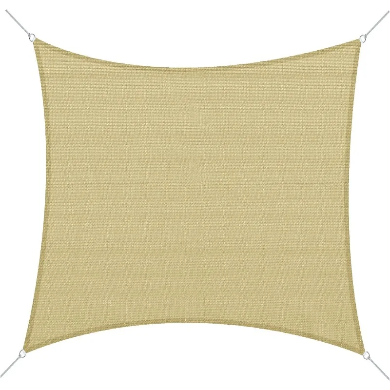 

Outsunny 24' x 24' Sun Shade Sail Canopy Outdoor Shade Sail Cloth for Patio Deck Yard with D-Rings and Rope Included, Sand
