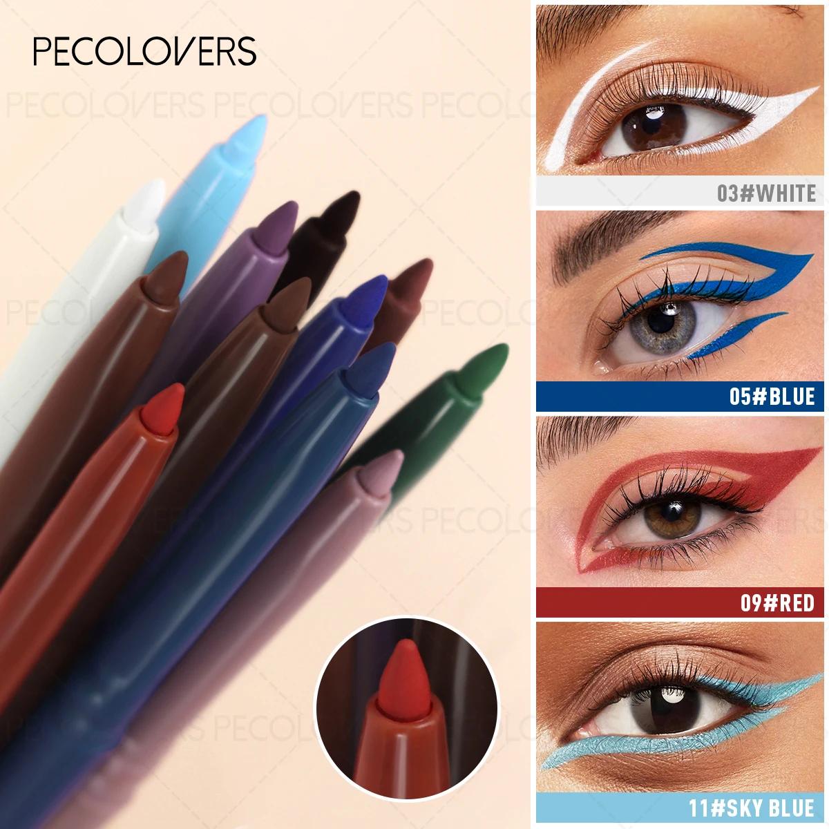 Nicht trocknender Eyeliner, farbiger Augenbrauenstift, langlebig und weich, Weihnachtsgeschenk