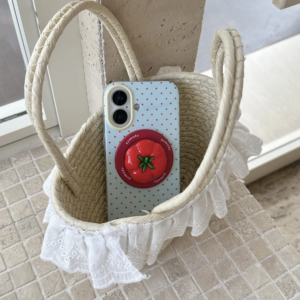 3D Polka Dot Niedliche Tomate Magnetischer Griff Tok Handyhalterung Handyhülle für iPhone 16 15 17 18 Pro Max Für Magsafe Rückseite – Detail 15