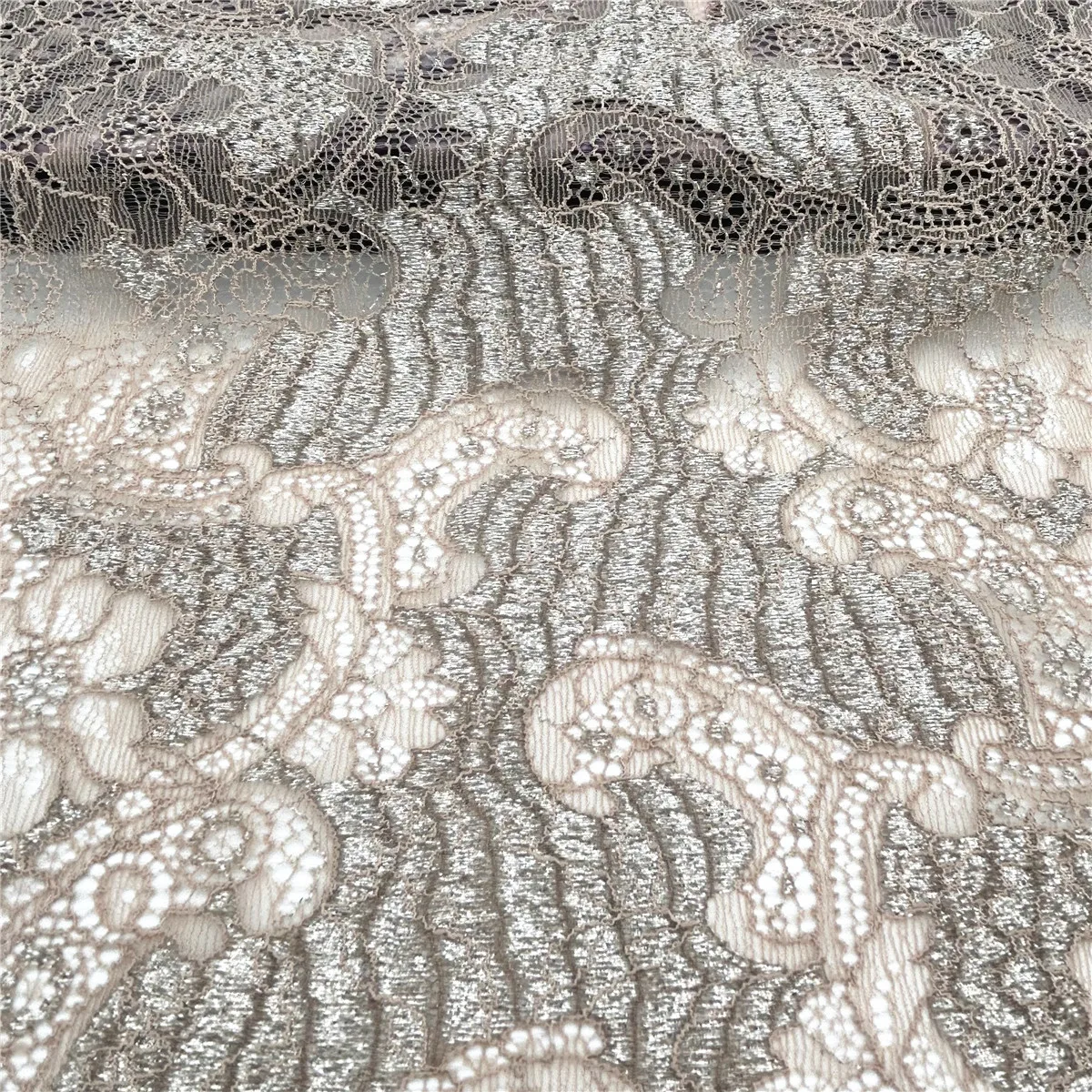 3y/lot Width 21cm Dark Apricot Silver Elastic Stretch Lace Trim Skirt Hem For Clothing Accessories Dress Sewing Applique Costume