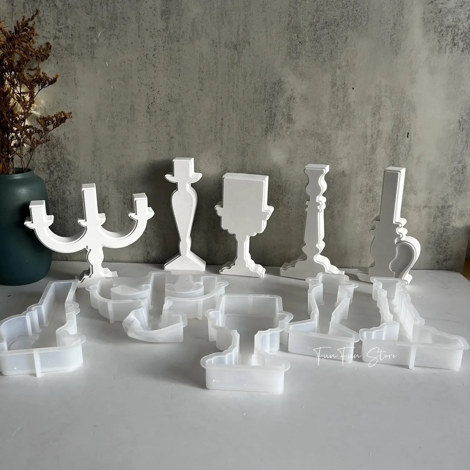 Candlestick Resin Candle Silicone Molds DIY Epoxy Resin Casting Mold for Taper Candles Desk Lamp DIY Making Candle Stand Mold