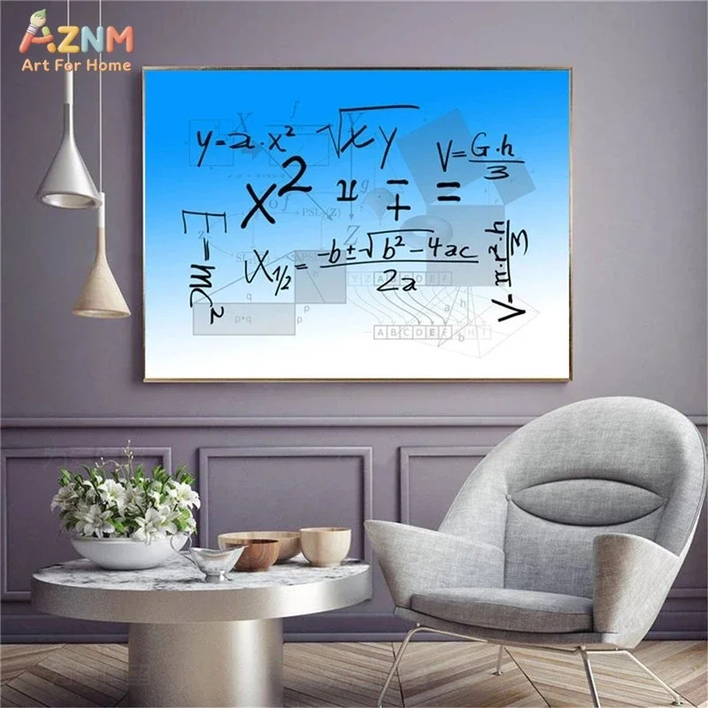 AZNM Math Physics Formula Canvas Wall Art E=mc2 Science Equation Poster Classroom Study Room Decor No Frame