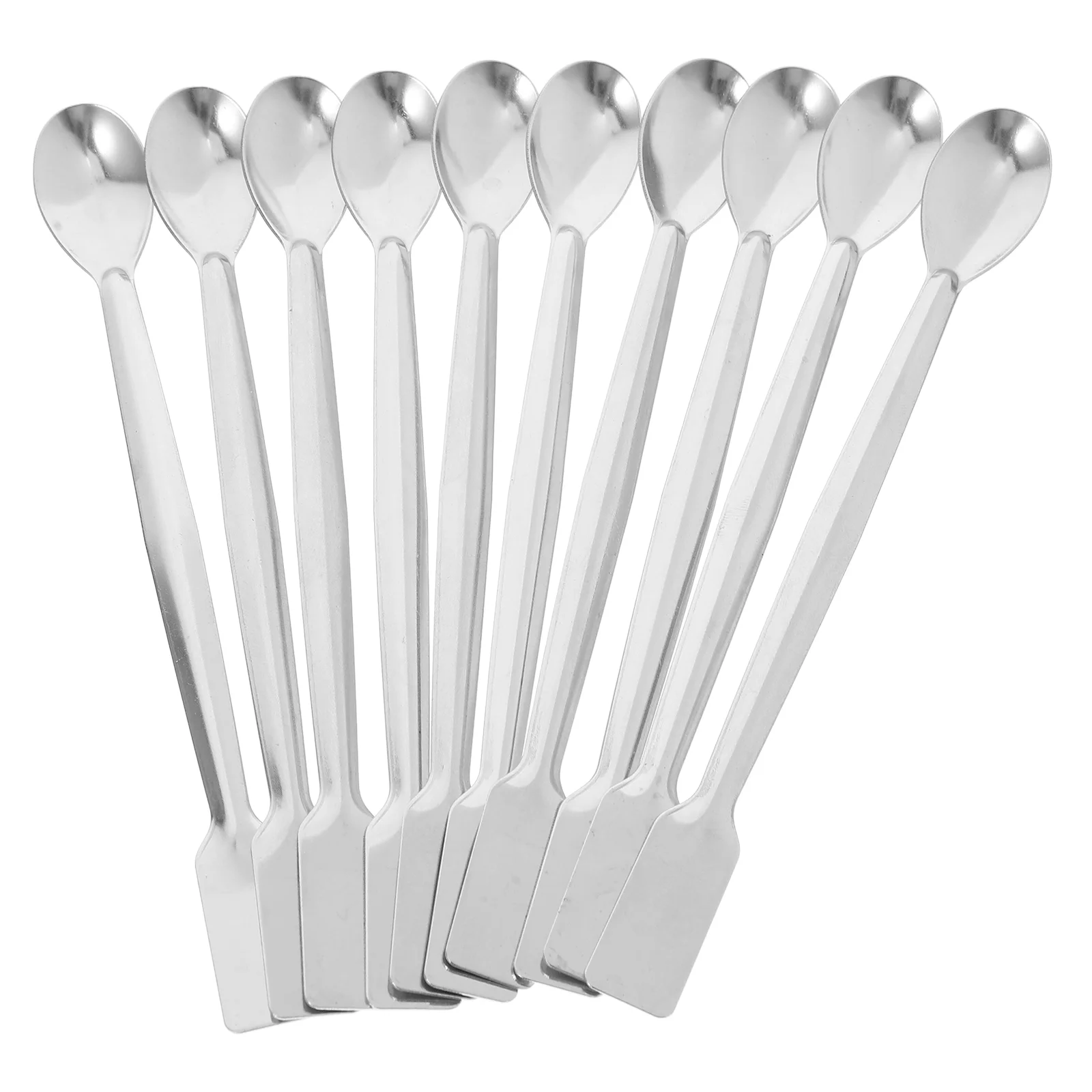 10 Pcs Spoon Lab Utensils Single Head Stainless Steel Double End Sampling