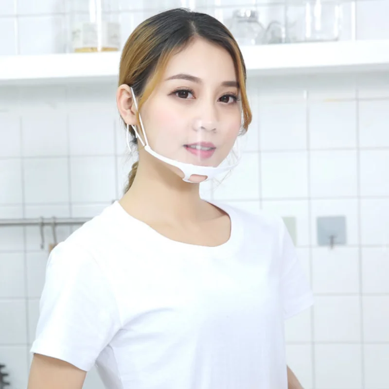 Kitchen Hygienic Safety Mask Hygienic Plastic Mask Protection Splash-proof Transparent Food Mouth and Nose Mask 10pcs