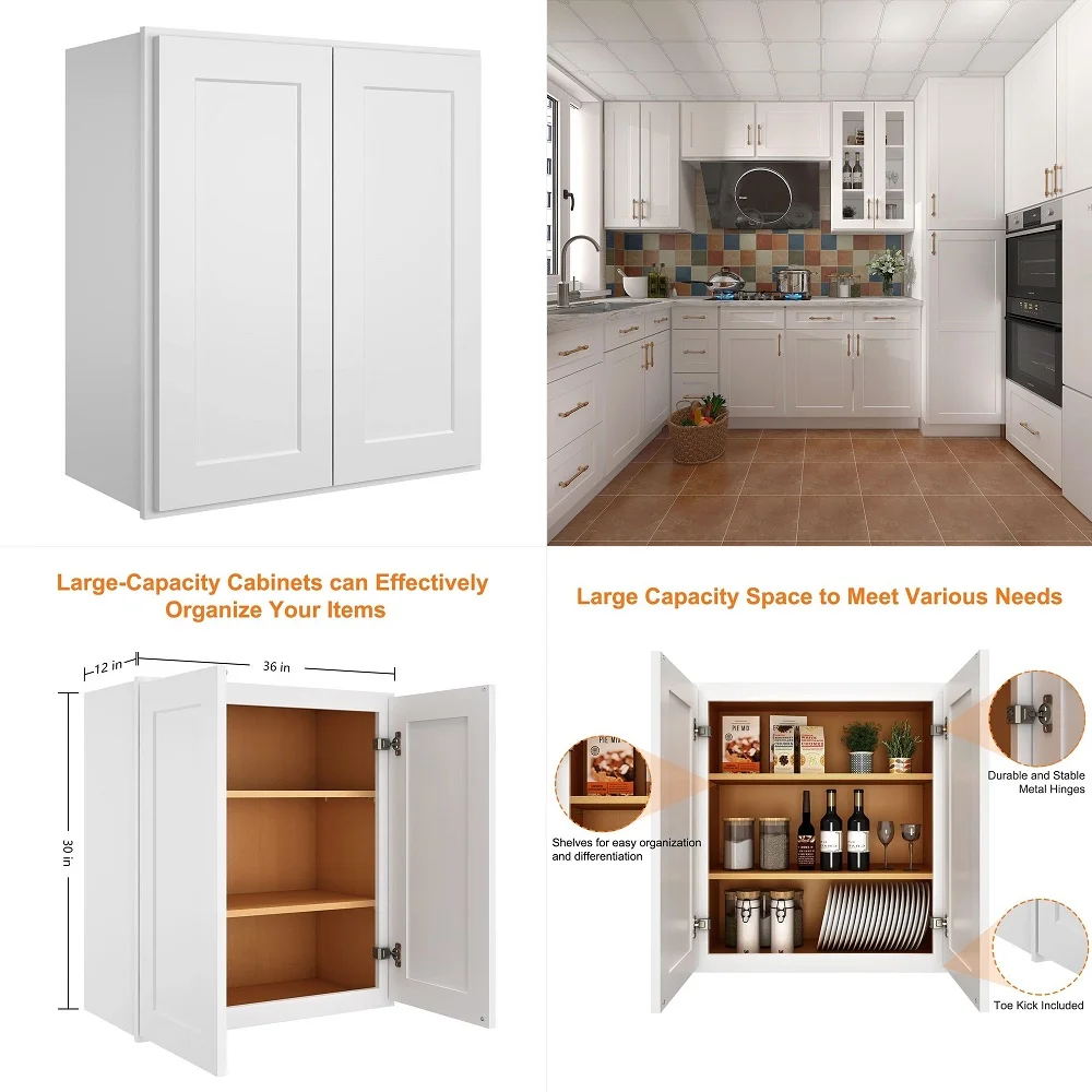 

Cabinet, Upper Kitchen Cabinet, Kitchen Wall Cabinets, Laundry Room Cabinet, Soft Close, Ready to Assemble, Paint Finish, Unass