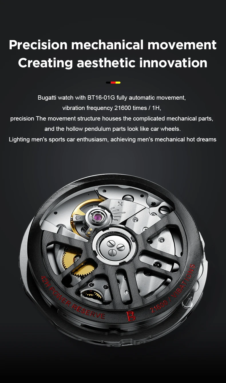 BONEST GATTI ساعة أوتوماتيكية للرجال 42 ملم ساعة يد ميكانيكية عسكرية هيكل عظمي مقاومة للماء ياقوت مضيء