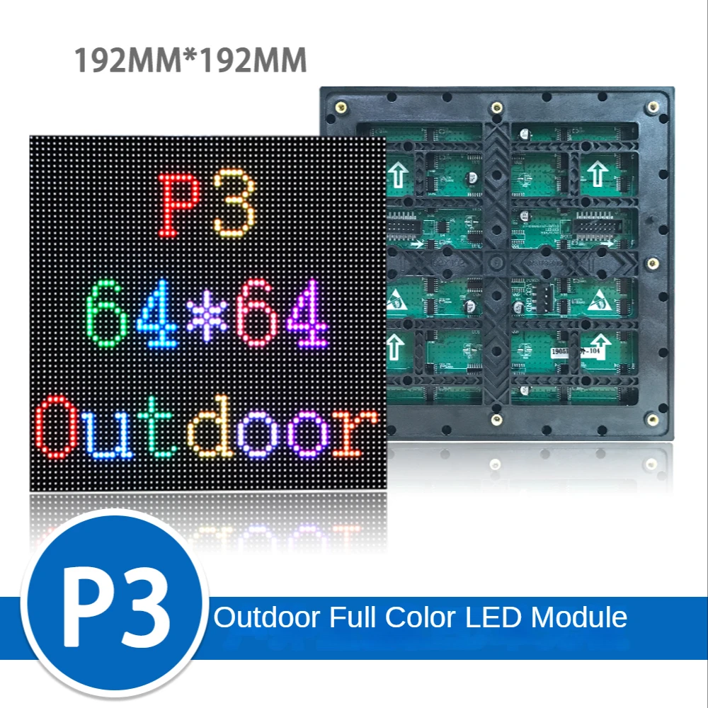 Modul Panel layar LED P3 192*192mm 64*64 piksel pemindaian 1/16 luar ruangan 3 dalam 1 SMD RGB warna penuh P3 modul Panel layar LED