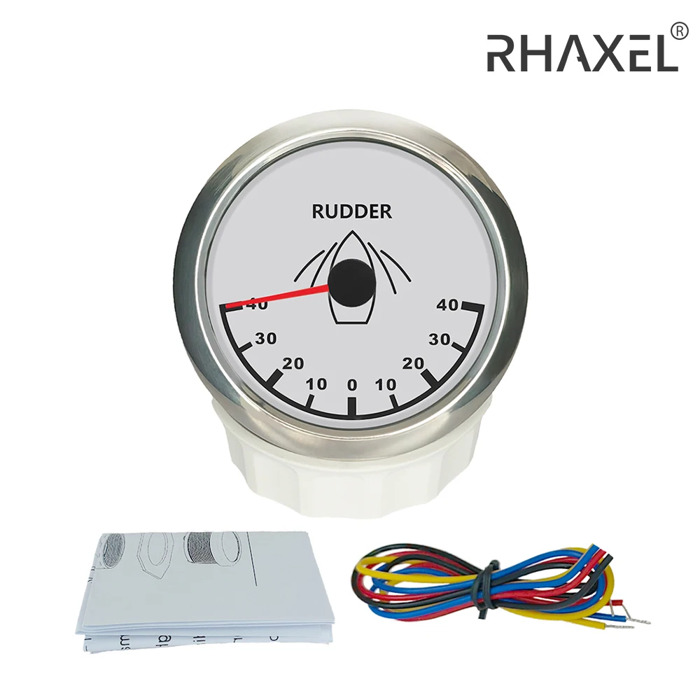 

RHAXEL Rudder Angle Indicator Gauge 85mm (3 3/8'') 0-190ohm for Marine Boat Motorboat with Red Backlight 12V 24V