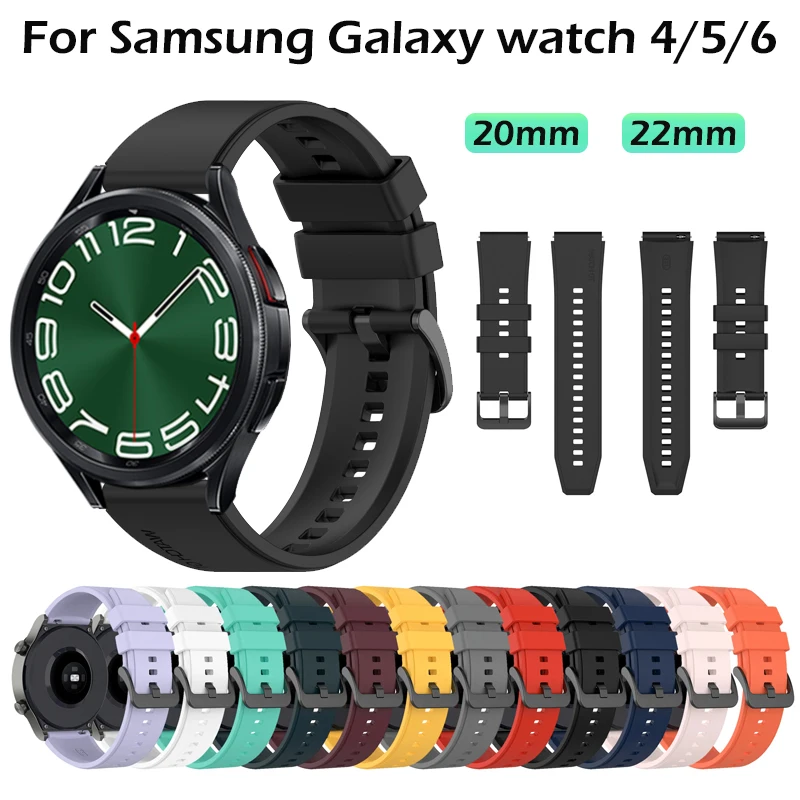 

20mm 22mm Silicone Band For Samsung Galaxy watch 4 5 6 pro/Classic/Active 2/Gear S3 frontier bracelet Huawei GT 2/2e/3 pro band