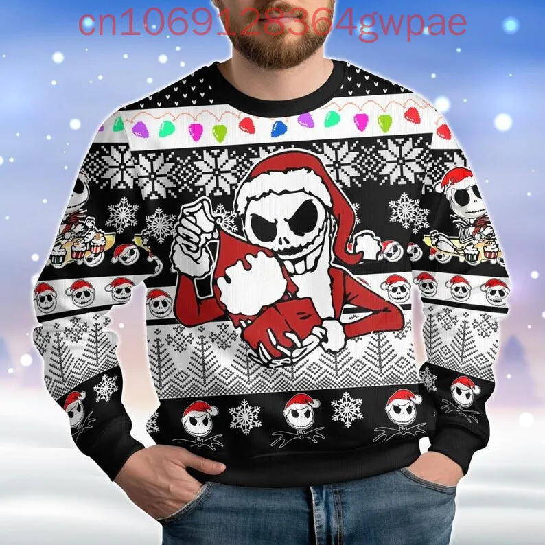 Christmas Jack Skellington 3D Ugly Sweater Men's Women's Casual Sweatshirts Disney The Nightmare Before Christmas Ugly Sweater