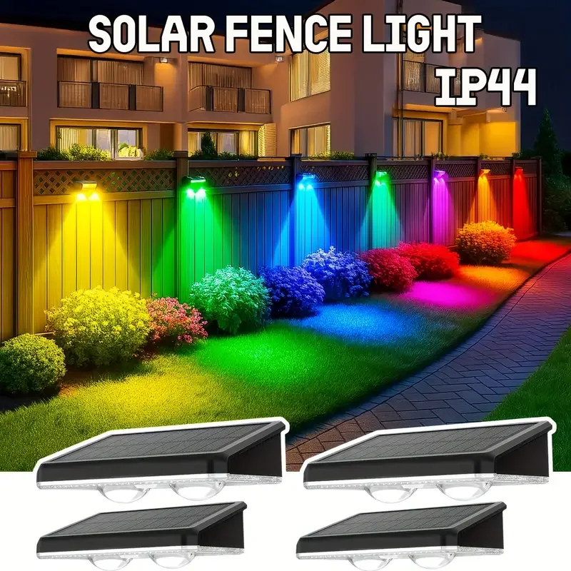 4/2 Pack Solar Fence Lights Multi Colour Garden Wall Lights for Villa Garden Fence Holiday Walkway Home Landscape Lighting