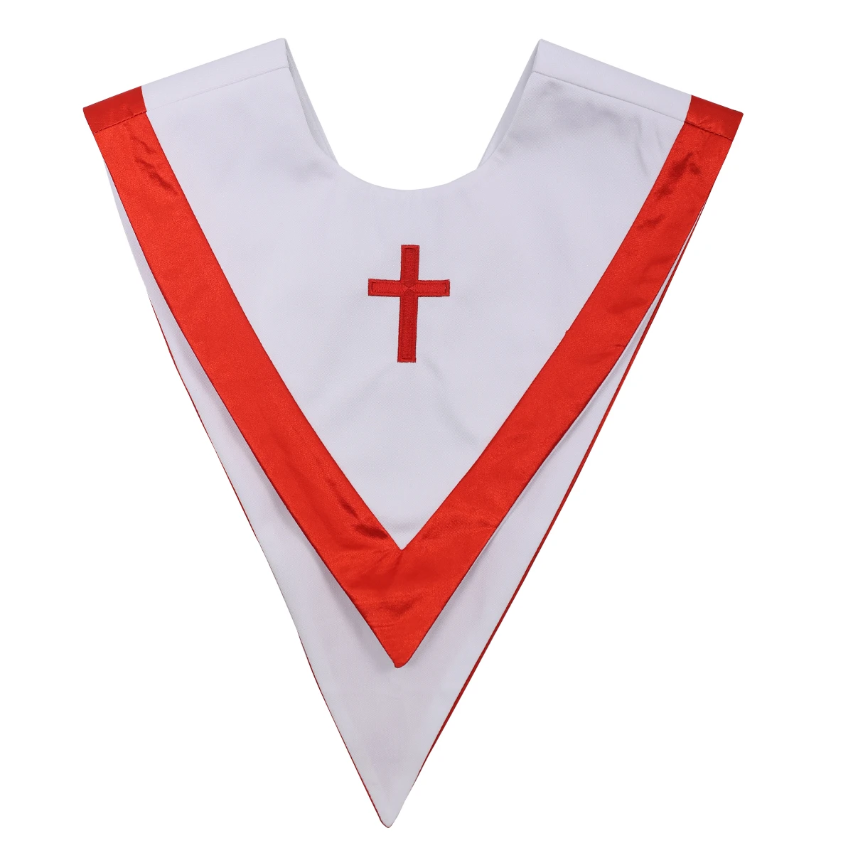 Catholic Church V Shape Choir Stole with Border Cross Pattern Scarf