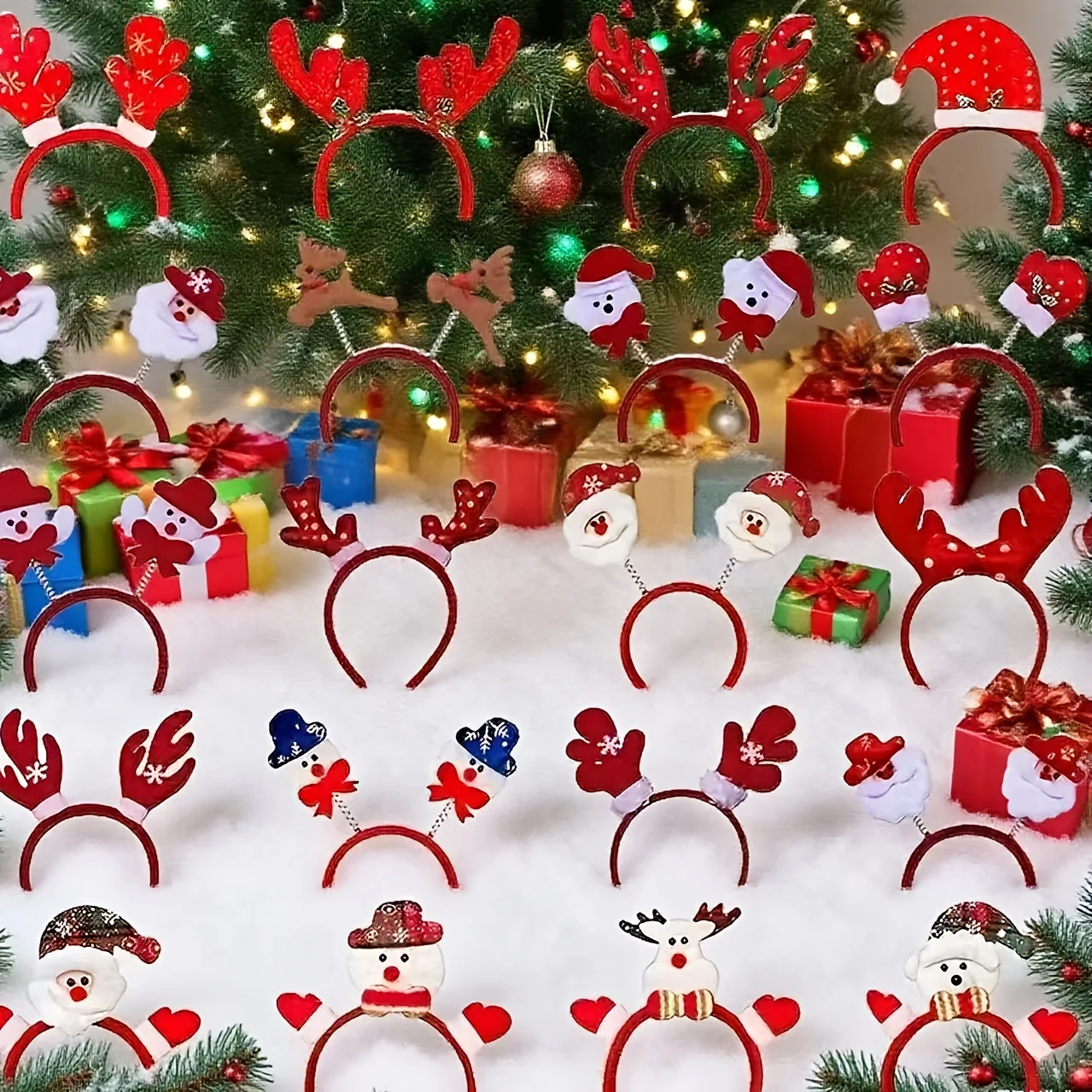 Weihnachts-Stirnbänder, 6/12 Stück, zufälliges Weihnachts-Stirnband, Weihnachtsmütze, Haarnadel für Partygeschenke, Urlaub, Klassenzimmerbedarf