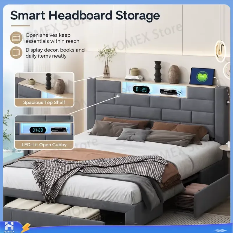 5피트 크기의 더블 침대 프레임, 수납 공간이 있는 오 - Gas Lift Storage Bed Hydraulic 리뷰 및 가격