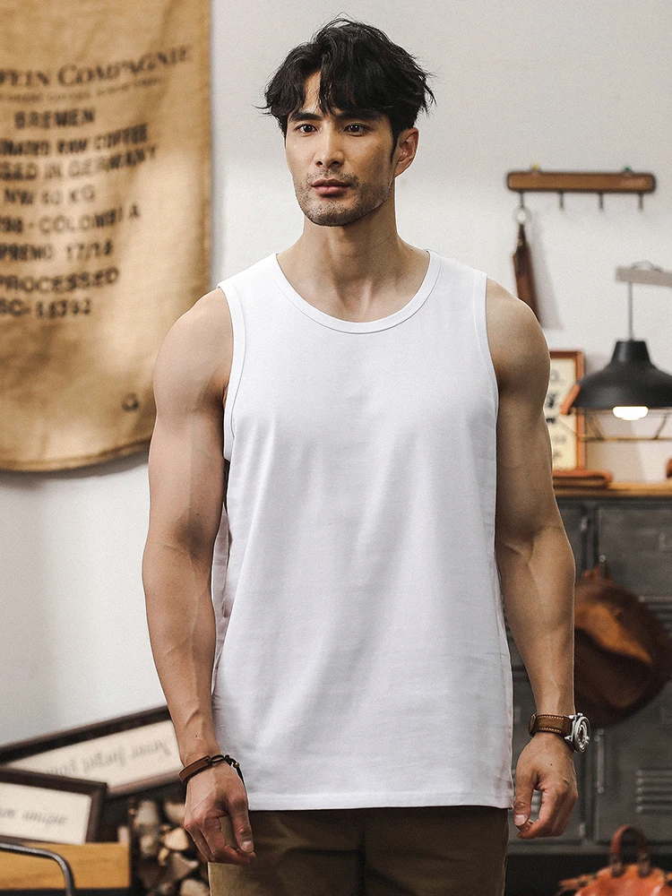 

Jereno Mens Vintage Heavy Cotton Workout Tank Top Big Size Summer Sleeveless Loose Fit Casual Streetwear