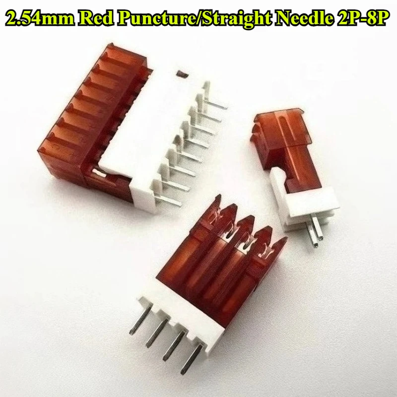

30Pcs/lot 2.54mm Red Puncture/Straight Needle Pitch 2.54mm 2P/3P/4P/5P/6P/7P/8P Straight Needle Seat AMP Housing Plug Connector
