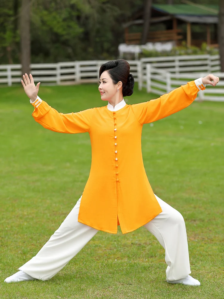 Spring and Autumn slim long sleeve Tai Chi costume performance clothes for men and women practice clothes hanging feeling