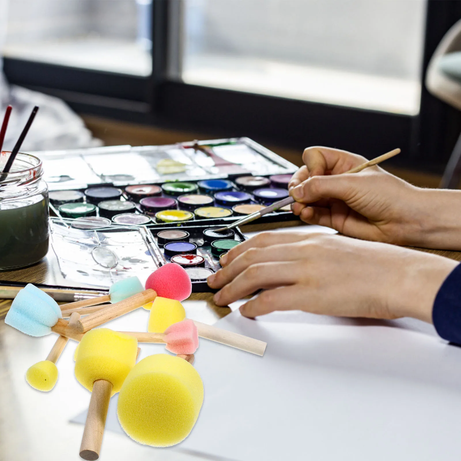 10 Pcs Sponge Brush Kindergarten Tools Painting Circle Face High-quality Brushes for Wood