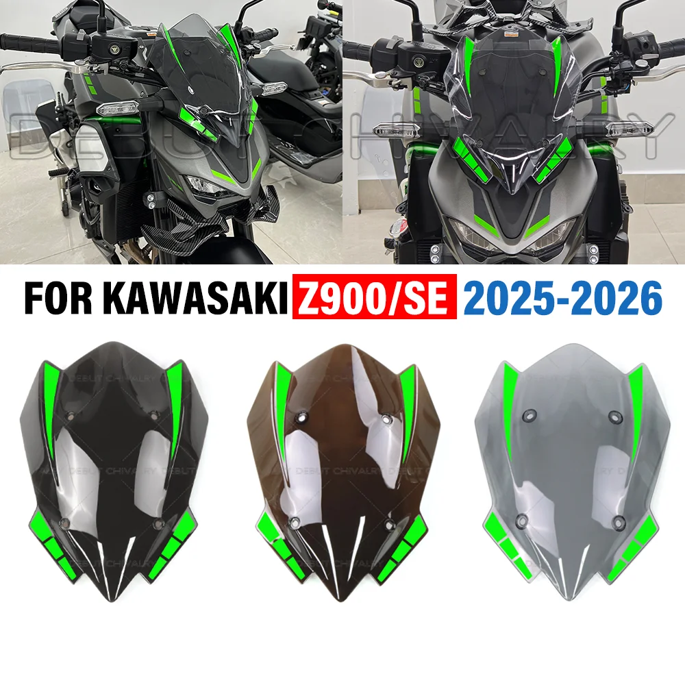 

Motorcycle Front Windshield For Kawasaki Z 900 Z900 SE 2025-2026 Windscreen Wind Deflector Fairing Shield Guard Airflow Screen