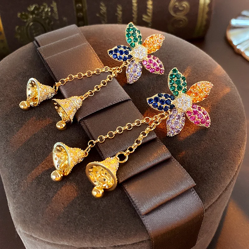 

Bilincolor Zircon Flower Bell Earrings for Women