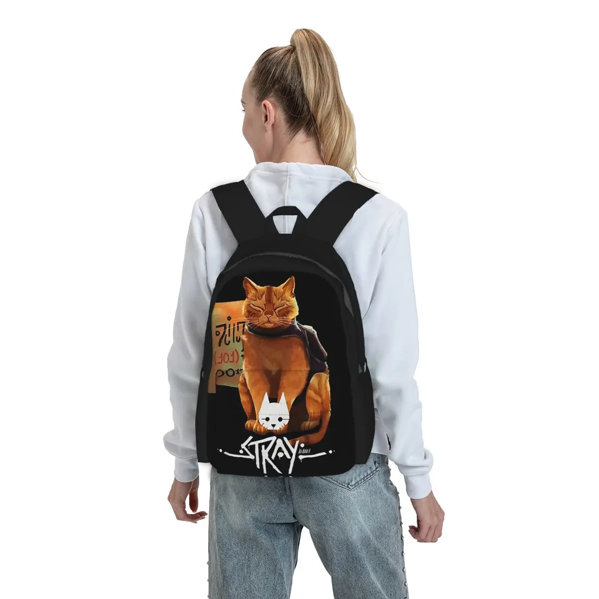 

Stray Cat Game 0 Backpack Student BookBag Children School Bag Laptop Shoulder Bags for Men Women