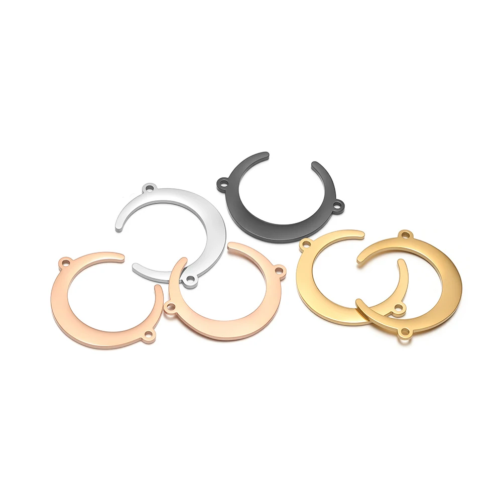 5 pezzi in acciaio inossidabile con pendenti a forma di luna, connettori, collane, ciondoli per artigianato fai da te, creazione di gioielli, orecchini, bracciali, accessori