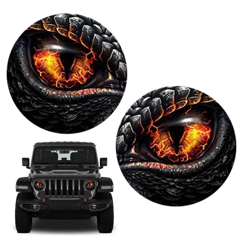 Round Headlight Decals 3D Stereo Beast Eye Headlight Decal Weather Resistant Reflective Car Window Bumper Decoration Stickers