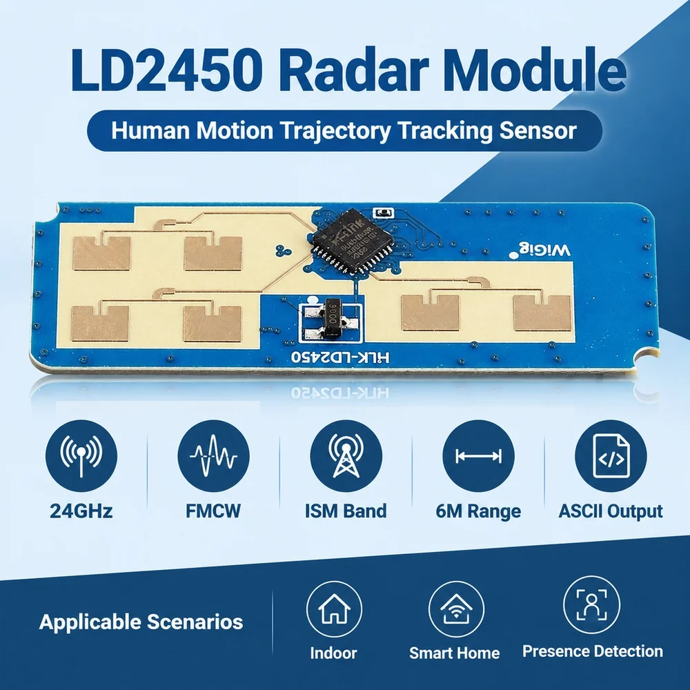 LD2450 24 GHz Human Motion Traject Tracking Sensor FMCW Wave Radar Induktionsmodul Zielpositionierung 6M ASCII Ausgang – Detail 1