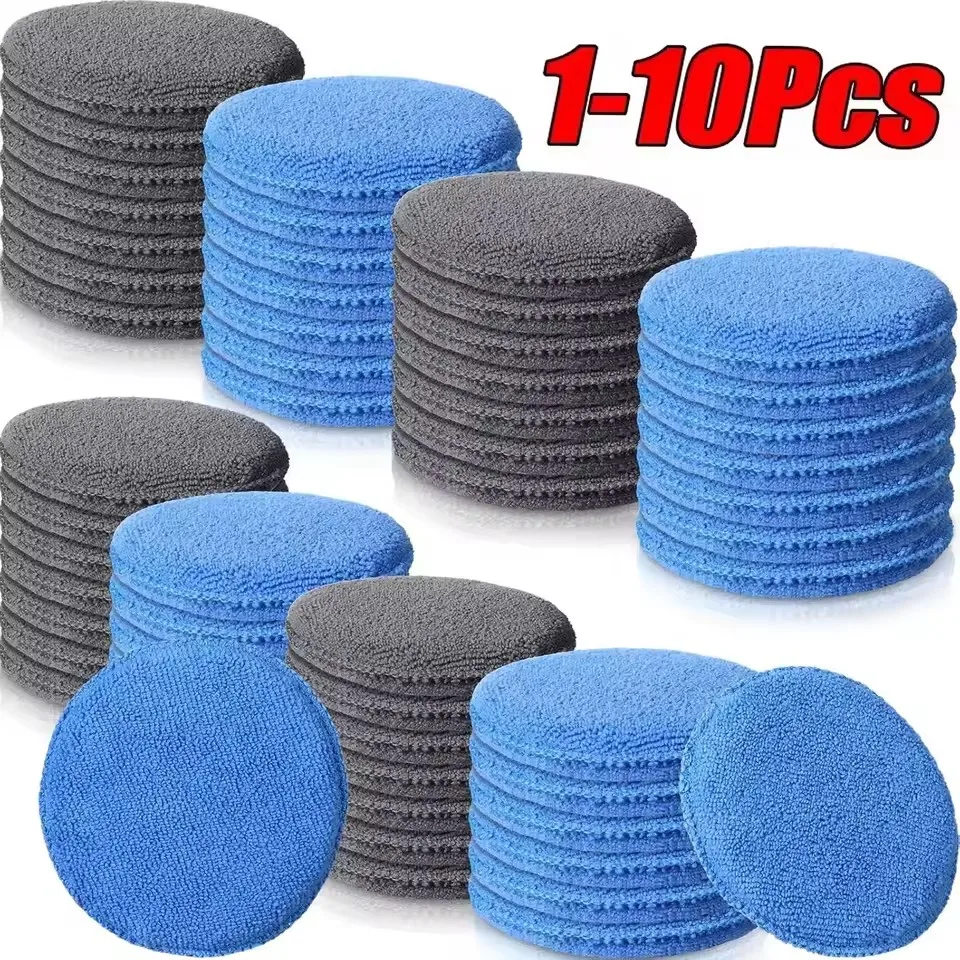 10/1 Pièces Gants applicateurs de cire en microfibre douce, éponges de polissage, tampons applicateurs de cire en mousse, outils de nettoyage et de detailing automobile