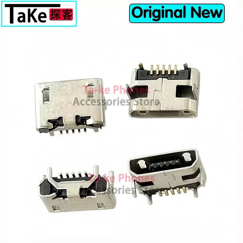 100-500Pcs for Mobile Phone Tail Charging Tail Port Micro USB Connector 5pin Jack Female Socket 7.2mm Ox Horn Flat Port Type