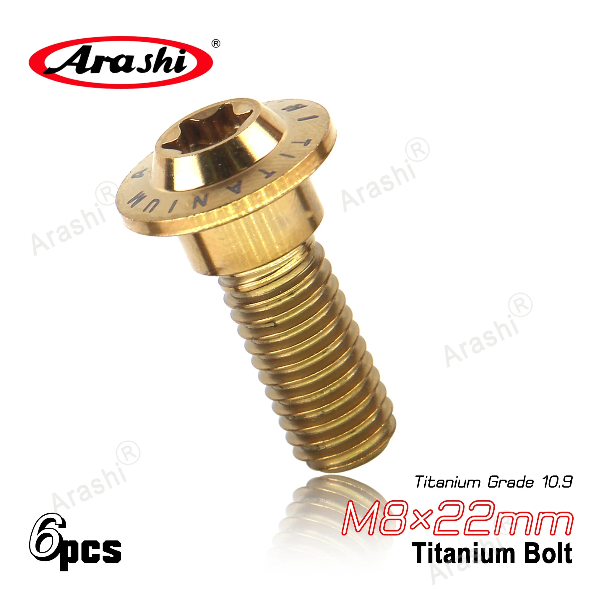 Arashi M8 x 22 mm Befestigungsschrauben für Bremsscheibenrotoren, Motorrad-Scheibenschrauben aus Titan für HONDA, YAMAHA, SUZUKI, BMW, KAWASAKI