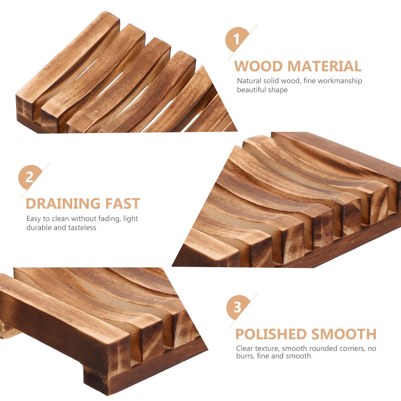 

3pcs Wooden Design For Bathroom Kitchen Bathtub Rack Hollow Storage Dish Rack Hollow Soap Container Wood Soap Tray