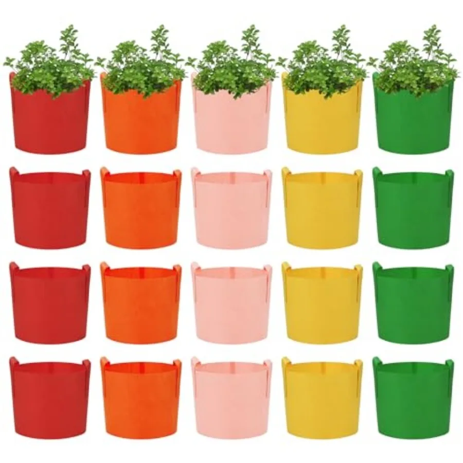 

Набор из 20 цветных мешков для выращивания растений с ручками, нетканые садовые контейнеры для овощей, фруктов, цветов и трав