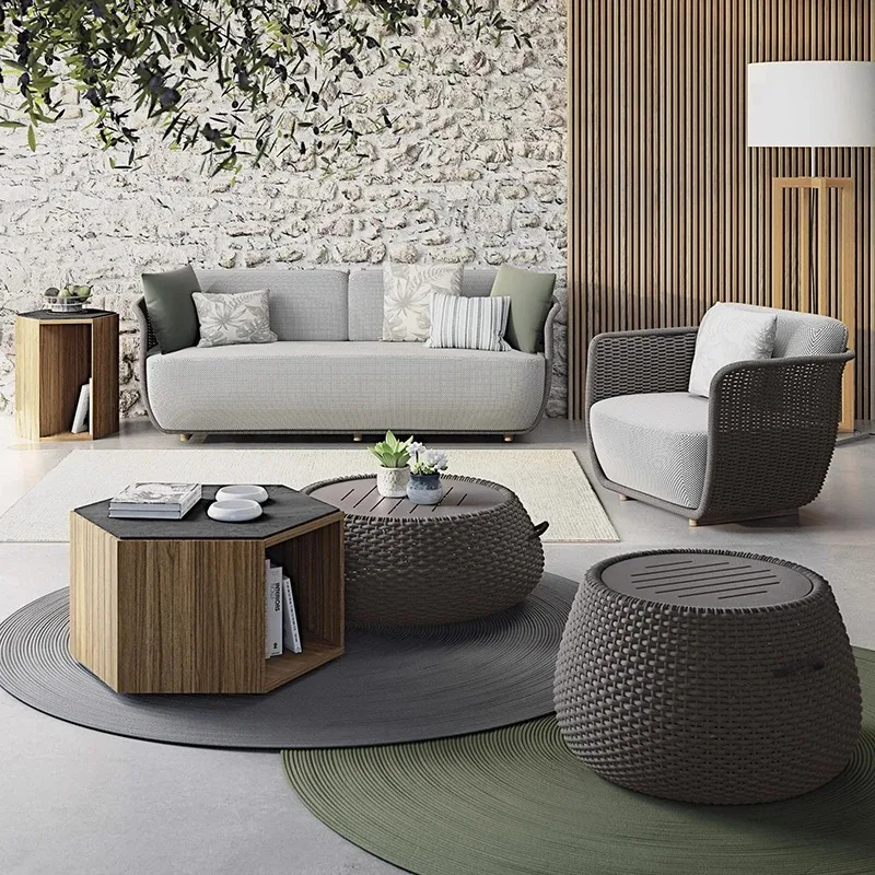 Rattan quintal conjuntos de jardim à prova dwaterproof água secional criatividade pátio conjunto sofá sofás luxo tuinmeubelsets móveis ao ar livre