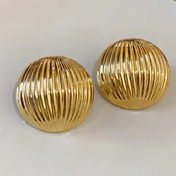 3.5 Cm Big Ball No Pierced Earclips Fashion Temperament Gold Plated Exaggerated Striped Round Clip Earrings for Women Party