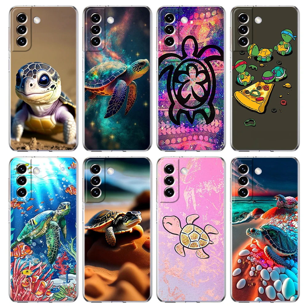 

Cute Little Turtle Phone Case for Samsung Galaxy S23 S20 FE S22 S21 Ultra M21 M22 M32 S10 S10E S9 S8 Plus 5G Transparent Shell