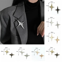 Universal Decoration Copper Four Pointed Star Brooch Enamel Personalized Bag Clothing Hat Badge Metal Men's Pin Gift Wholesale