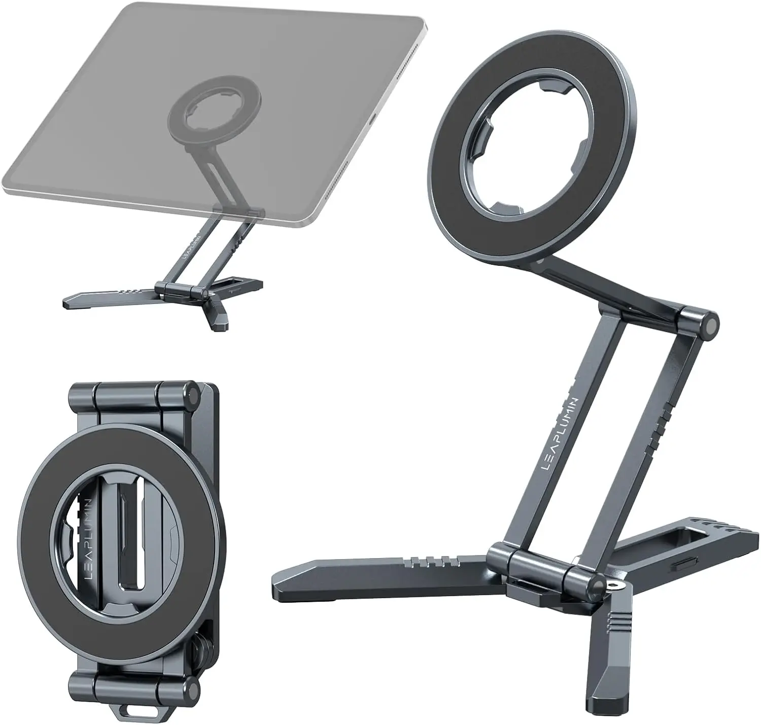 Magnetic iPad Tripod Stand Universal for iPad Pro/Air/Mini & iPhone 15-12 Series | 360° Rotation Portable Tablet Holder