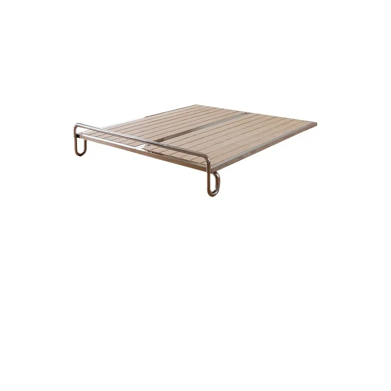 

Environmentally friendly solid wood bed board, stainless steel Bauhaus, medieval minimalist, modern small apartment