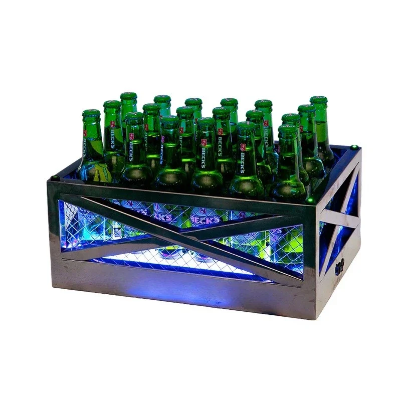 

Stainless steel electroplated LED cocktail luminous ice bucket, bar KTV drink beer luminous bar display
